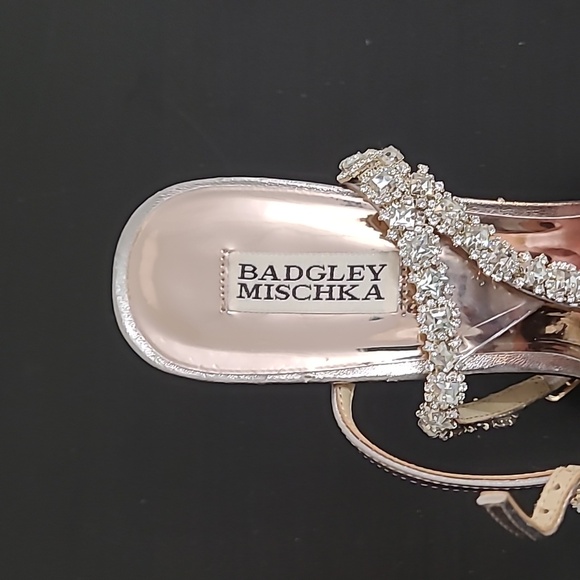 Badgley Mischka Galia Crystal Ankle Strap Evening Bridal Strappy Heels Size 10 - Picture 12 of 12